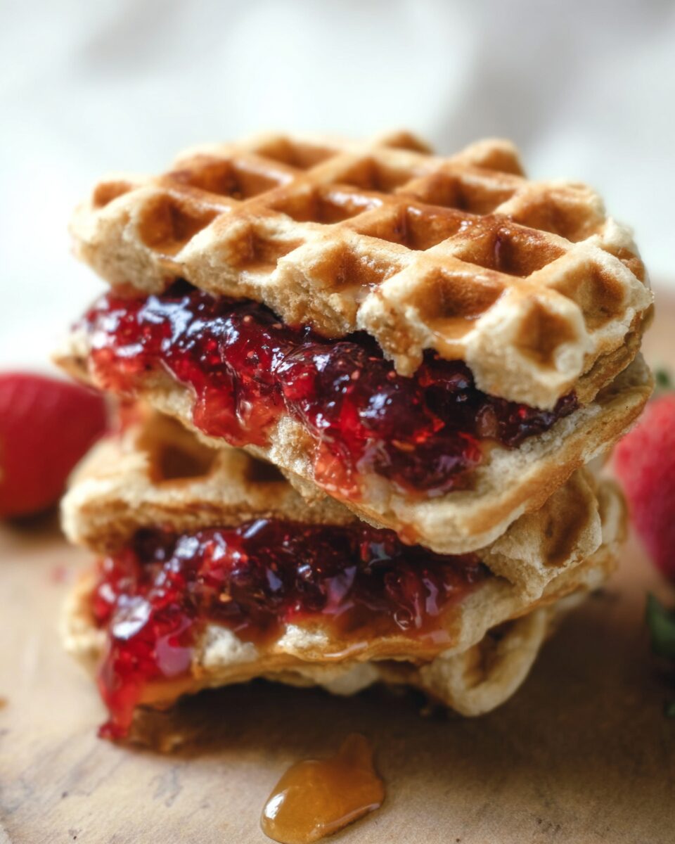 Mini Waffle Sandwiches with Peanut Butter and Jelly – Gluten-Free & Vegan