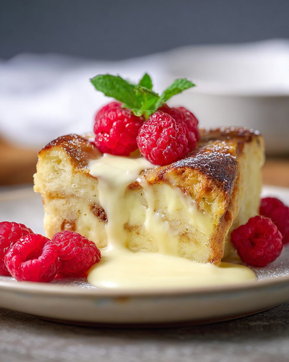 Custard Bread Pudding with Vanilla Sauce