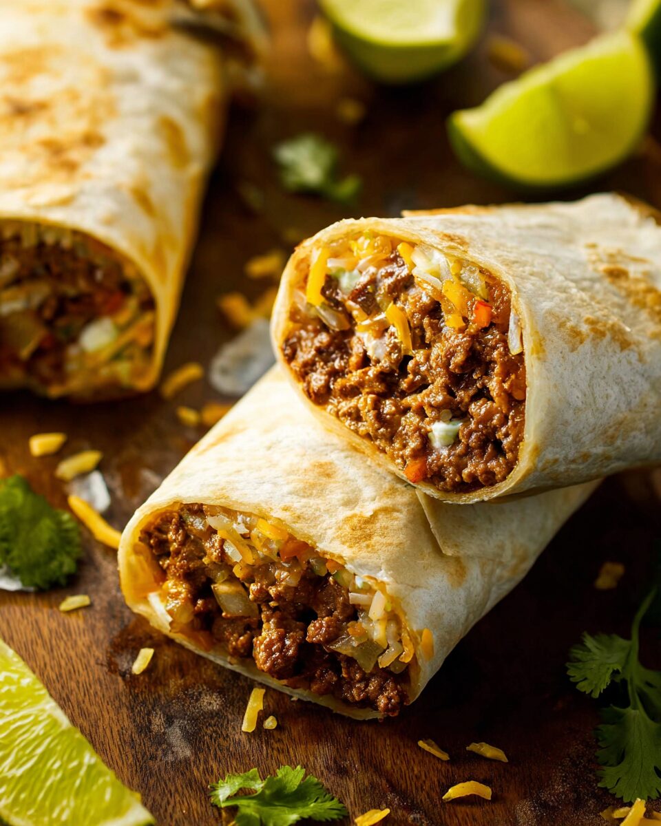 Beef and Cheese Stuffed Burritos