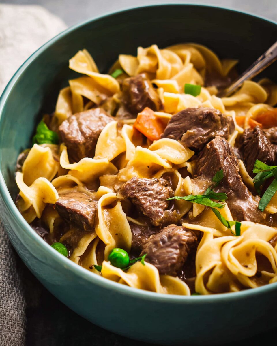 Slow-Cooked Beef and Noodles in a Savory Gravy