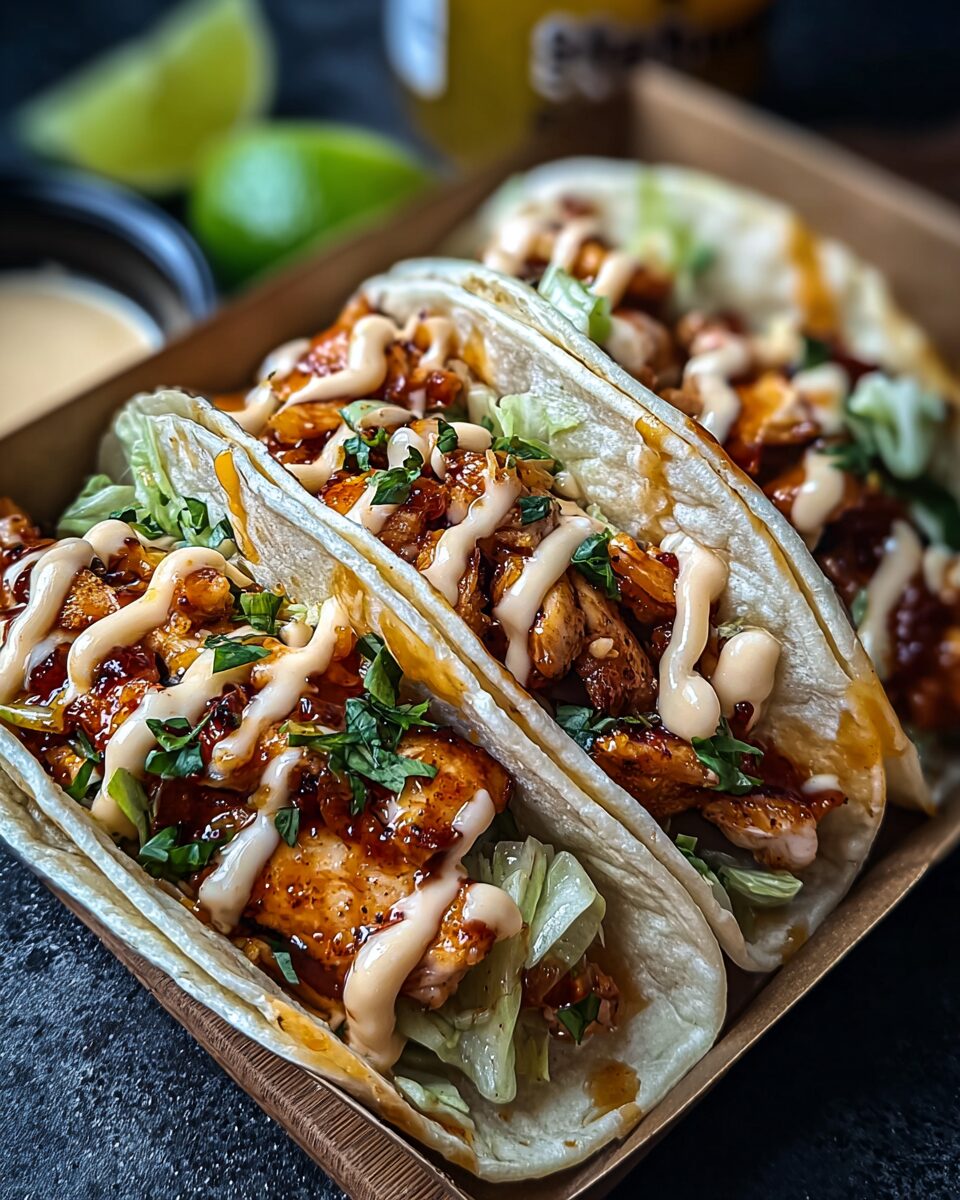 Garlic Butter Honey BBQ Chicken Tacos