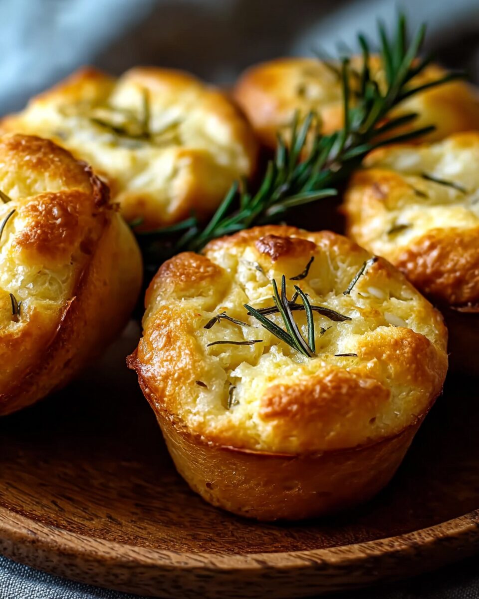 Golden Crust Garlic Rosemary Focaccia Muffins
