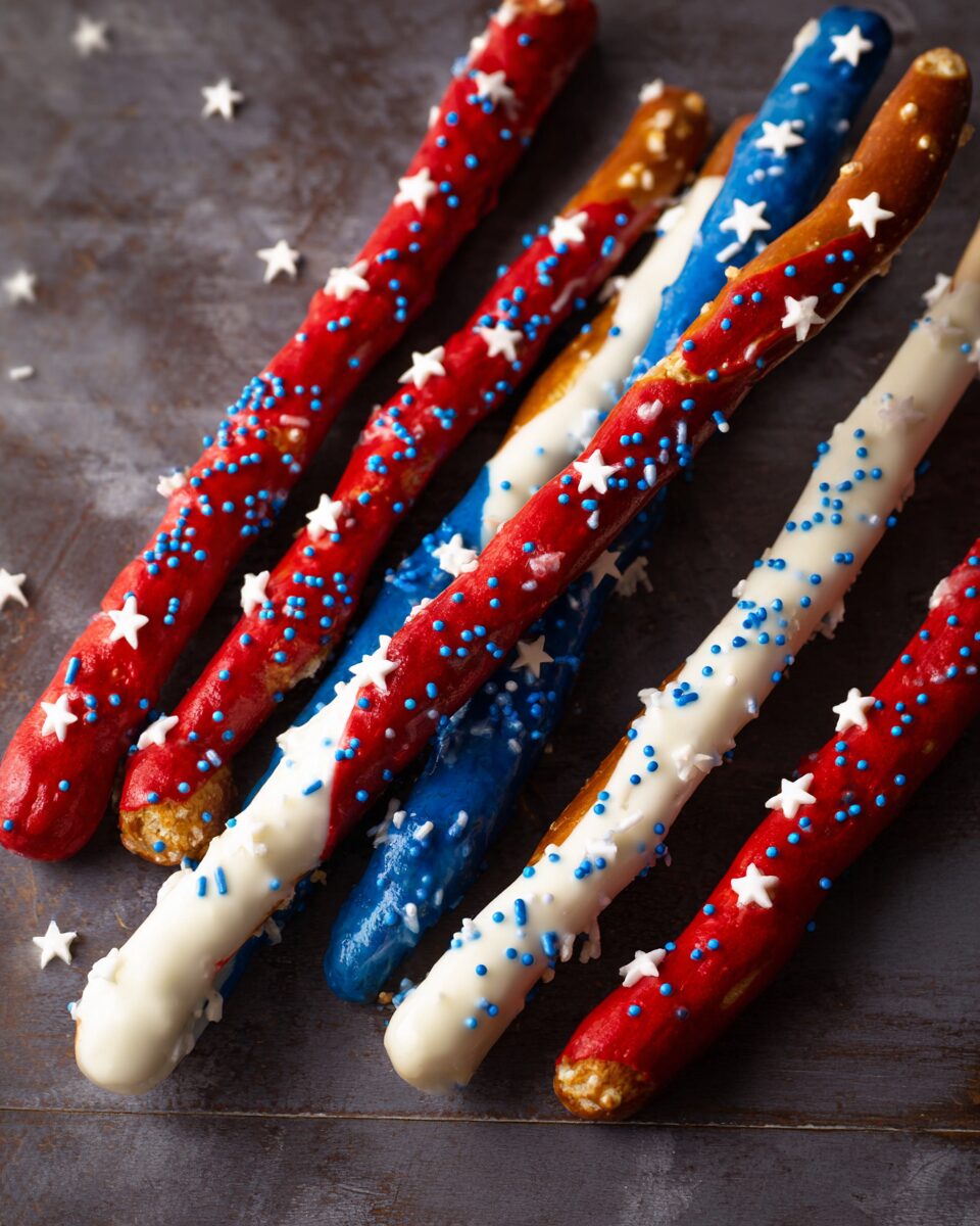 Red, White, and Blue Firecracker Pretzel Rods