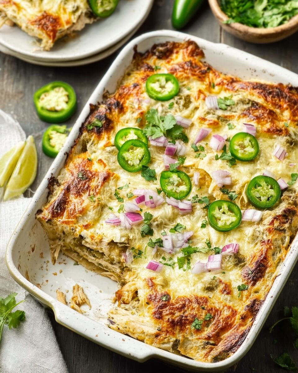 Green Chicken Enchilada Casserole