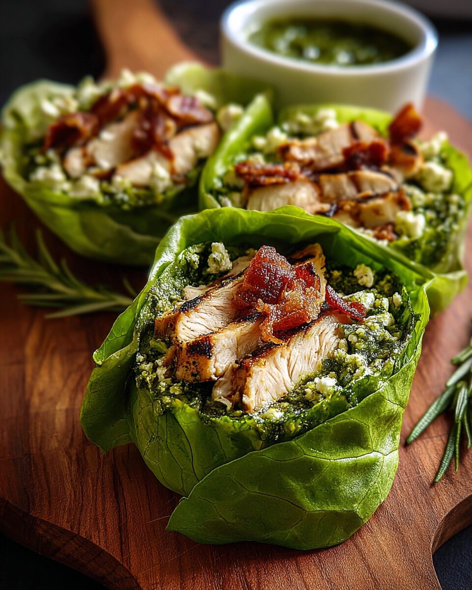 Pesto Chicken Lettuce Wraps