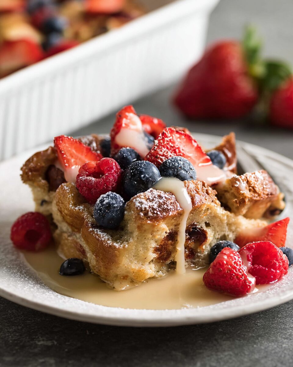 Berry Breakfast Bagel French Toast Casserole