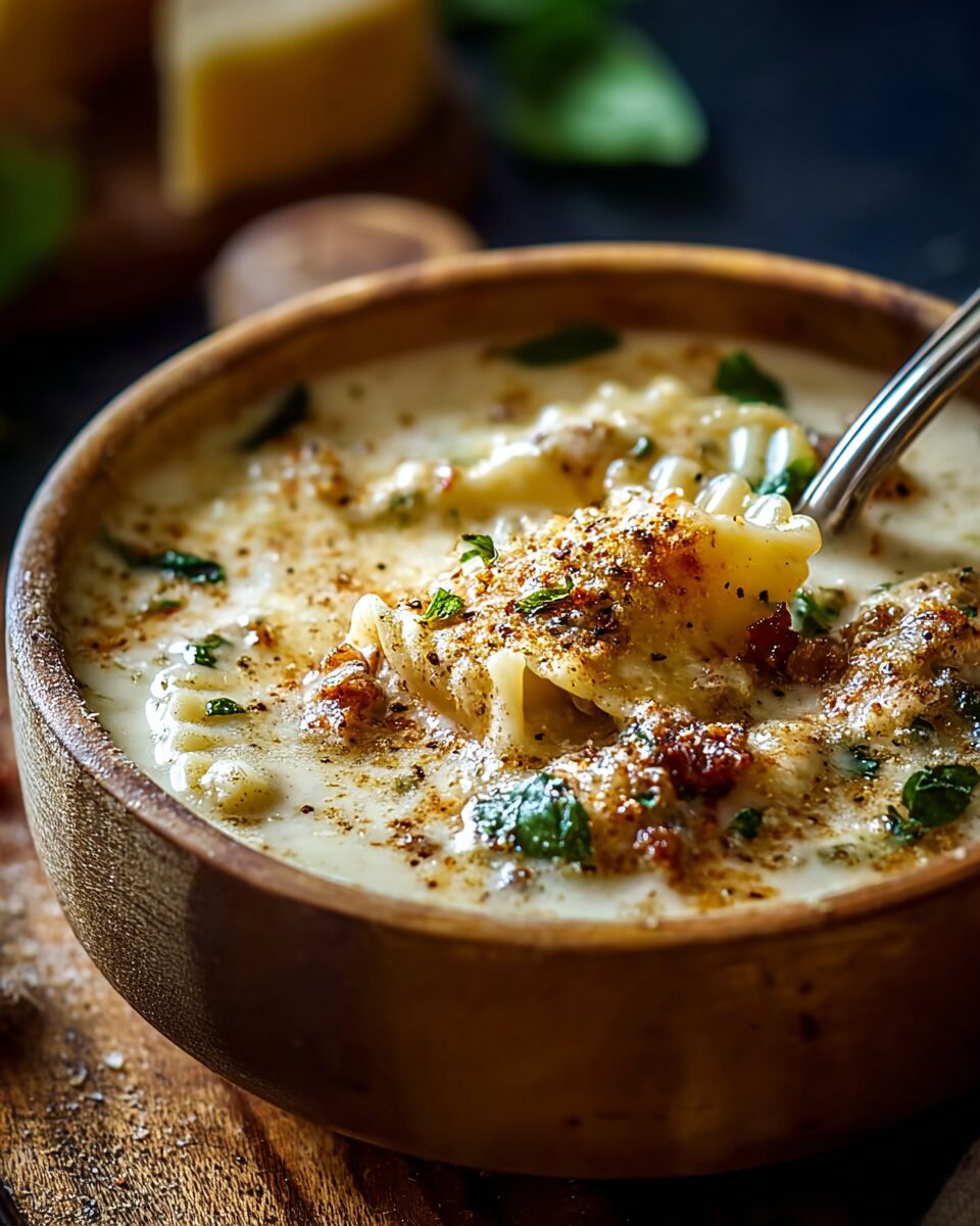 Decadent Creamy Alfredo Lasagna Soup