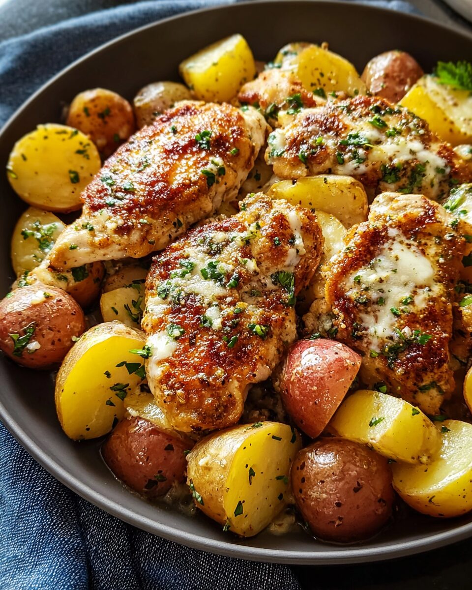Garlic Parmesan Chicken and Potatoes One-Pan Dinner
