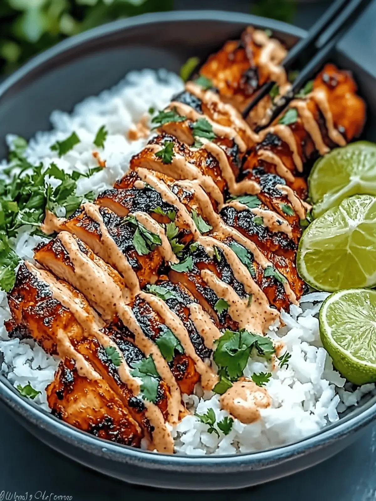 Sweet Chili Chicken Bowl with Coconut Lime Drizzle
