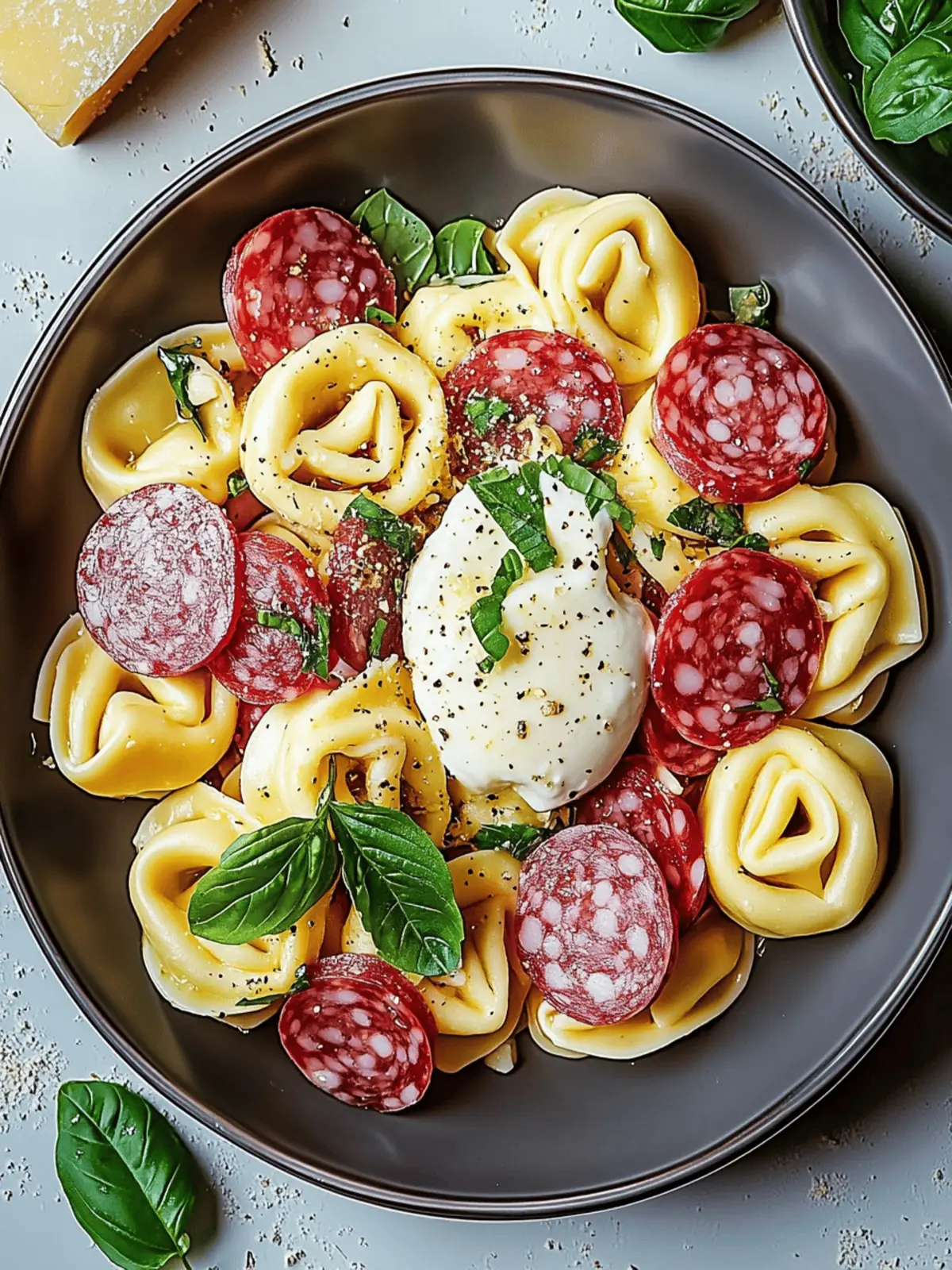 Salami-Mozzarella Tortellini Pasta Salad