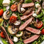 Easy Steak Salad with Spinach and Mushrooms