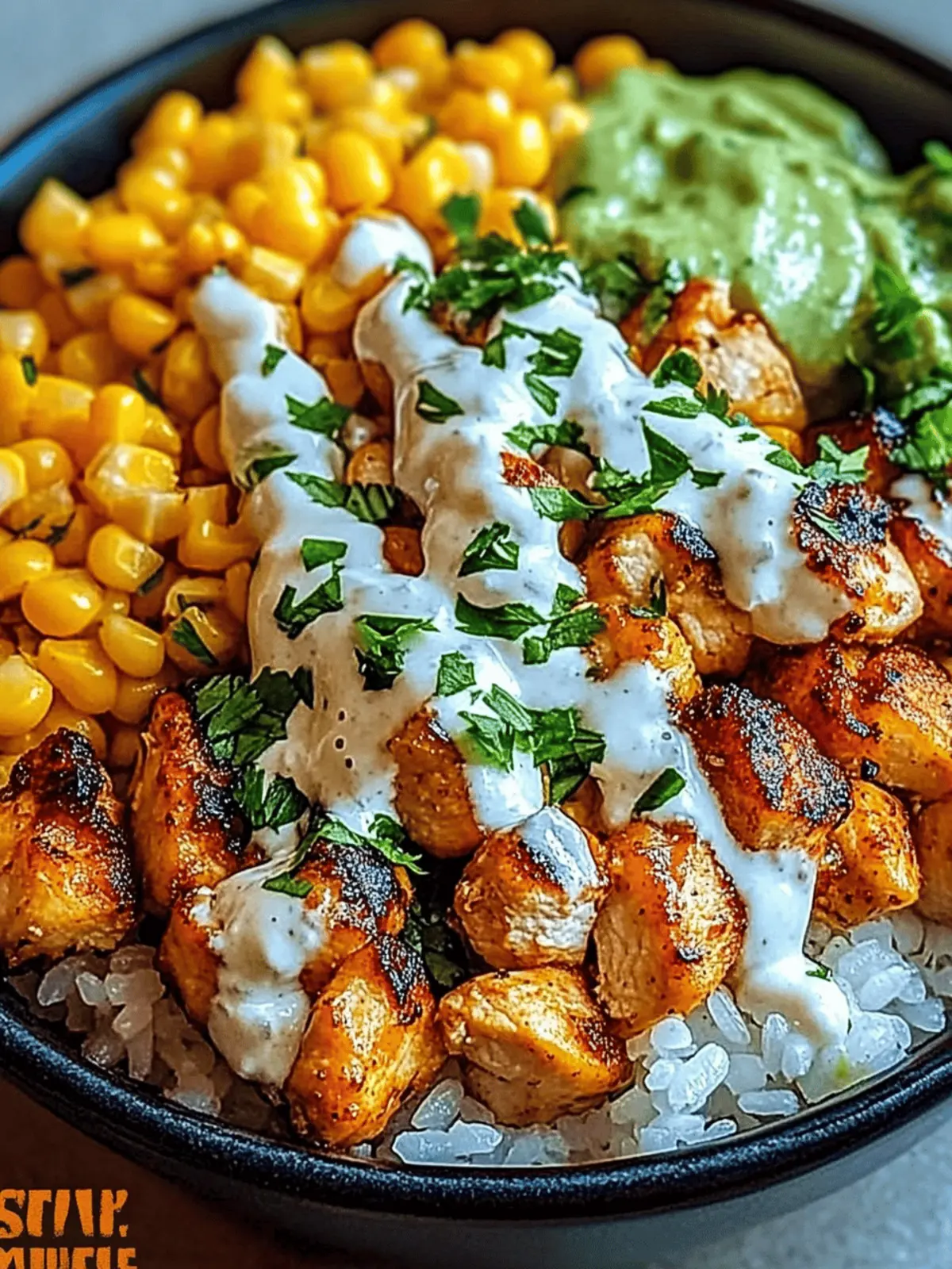Street Corn Chicken Rice Bowl