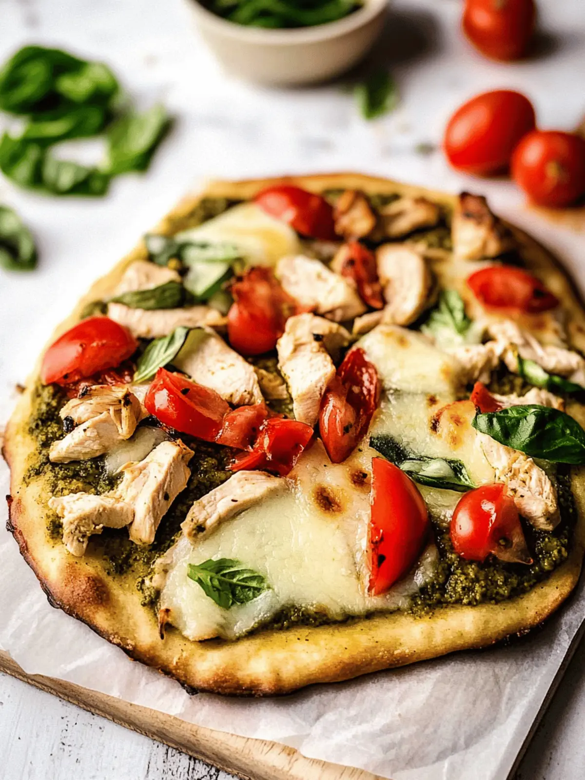 Savory Chicken Pesto Flatbread in Just 15 Minutes!