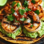Grilled Shrimp Tostadas with Guacamole & Pico de Gallo