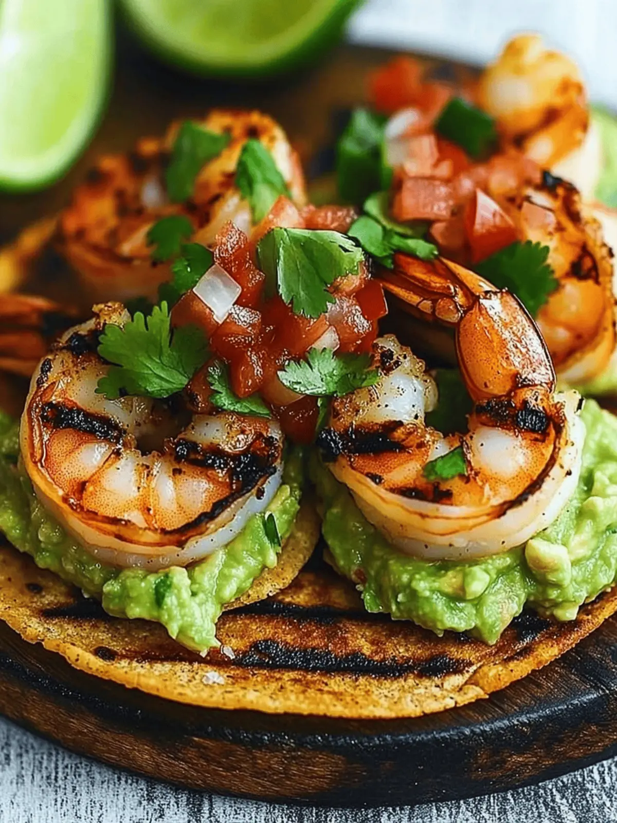 Grilled Shrimp Tostadas with Guacamole & Pico de Gallo