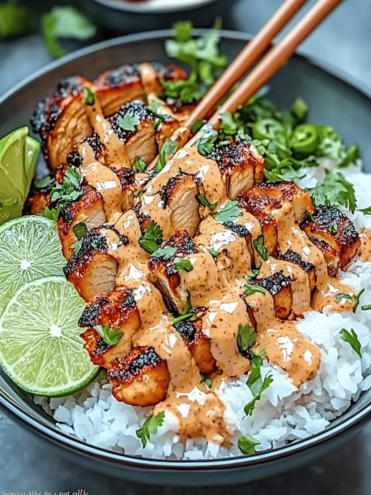 Sweet Chili Chicken Bowl with Coconut Lime Drizzle