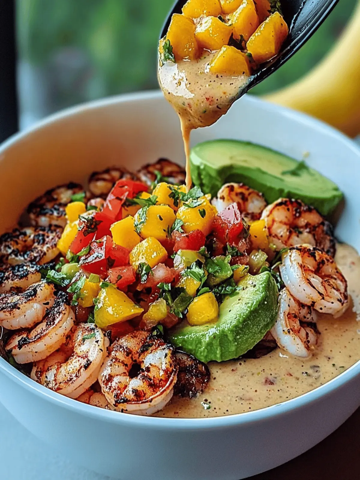 Shrimp and Avocado Bowls with Mango Salsa & Lime-Chili Sauce
