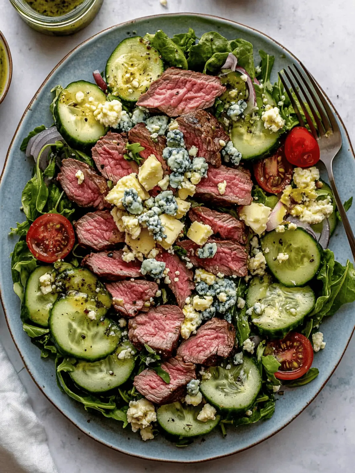 Our Go-To Weeknight Steak Salad with Blue Cheese Vinaigrette.