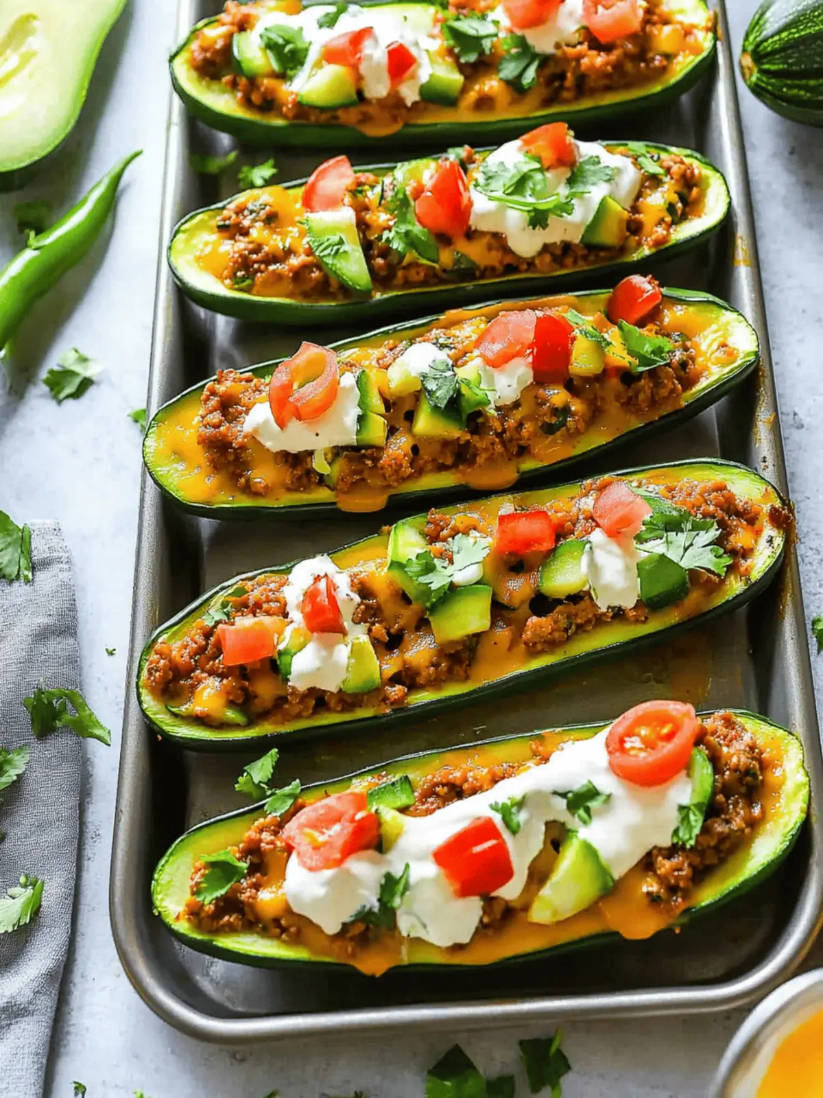 Simple Taco Stuffed Zucchini Boats