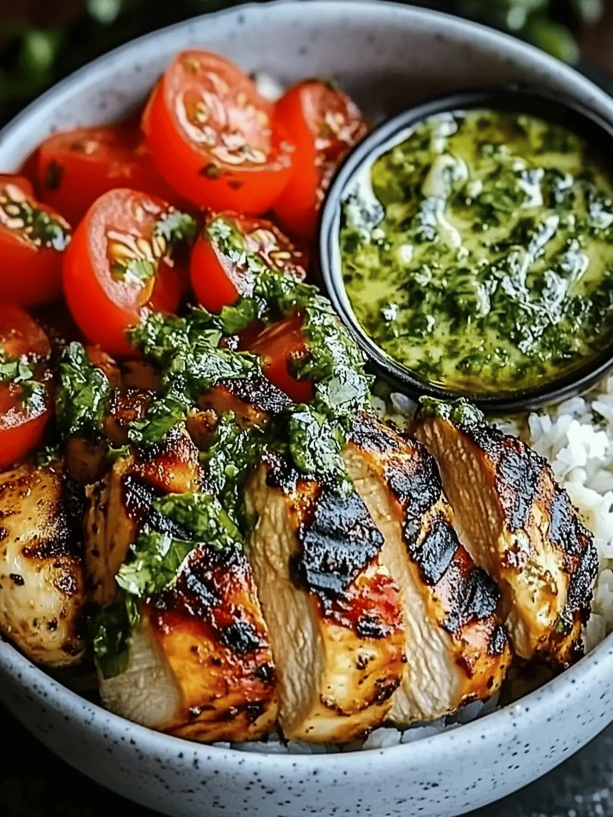 Chimichurri Grilled Chicken Bowl with Garlic Sauce