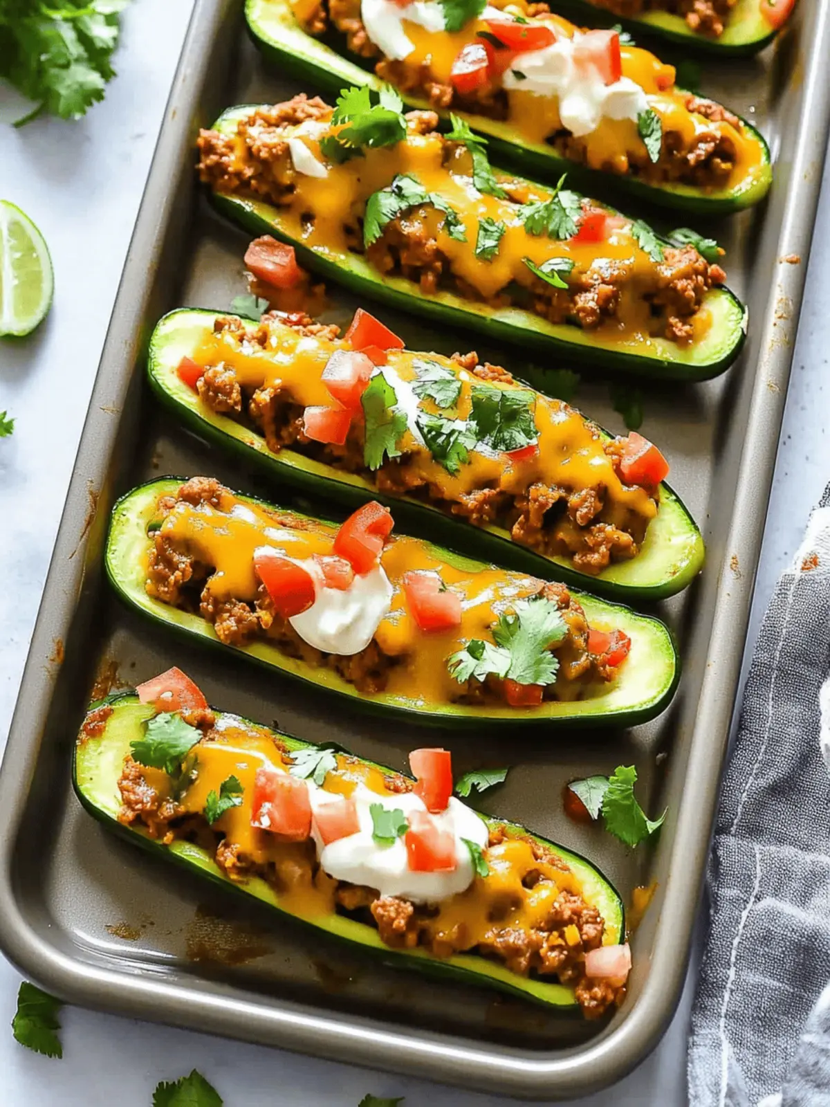Simple Taco Stuffed Zucchini Boats