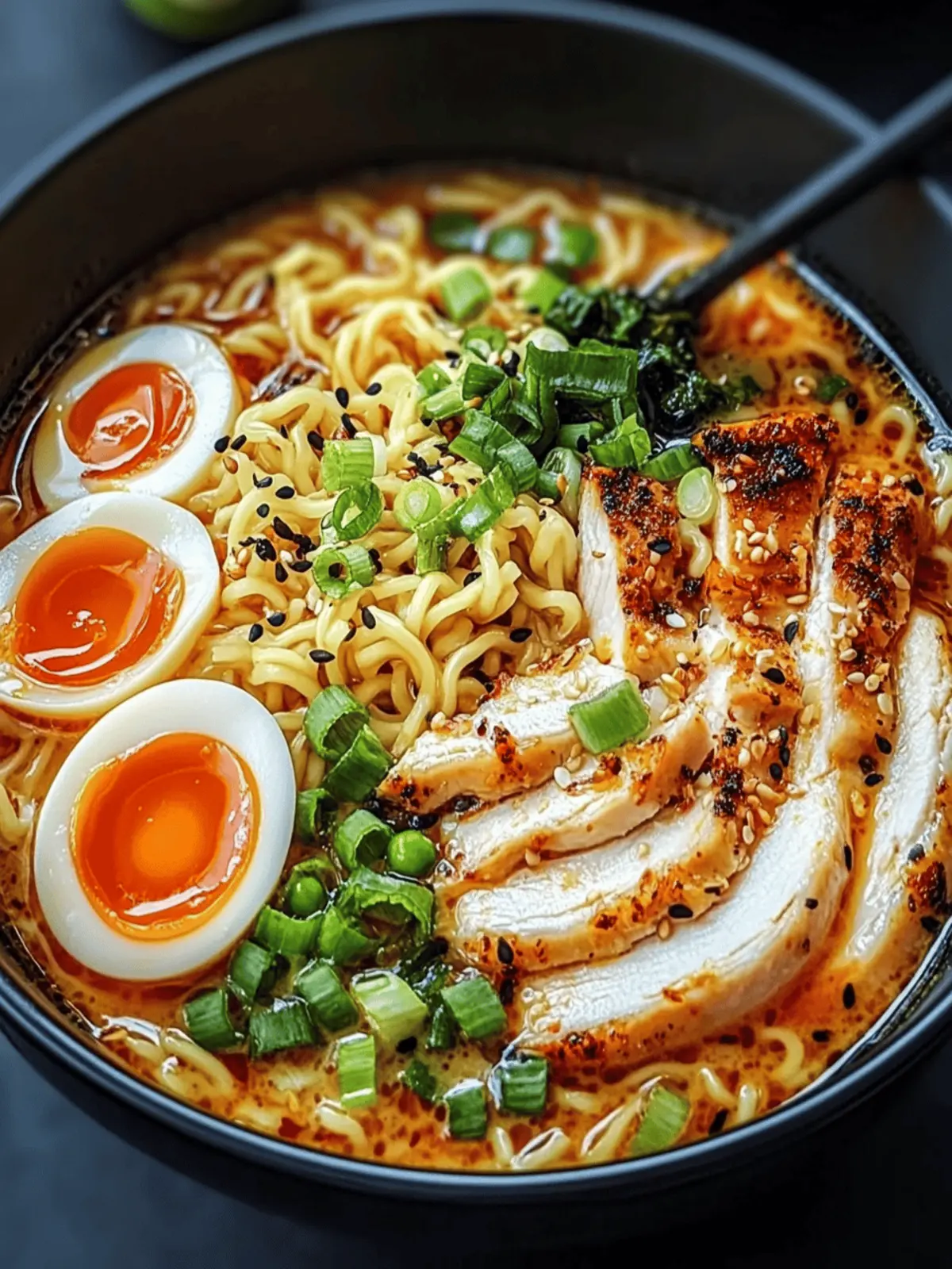 Fiery Chicken Ramen with Creamy Garlic Sauce Recipe