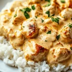 CREAMY SMOTHERED CHICKEN AND RICE RECIPE