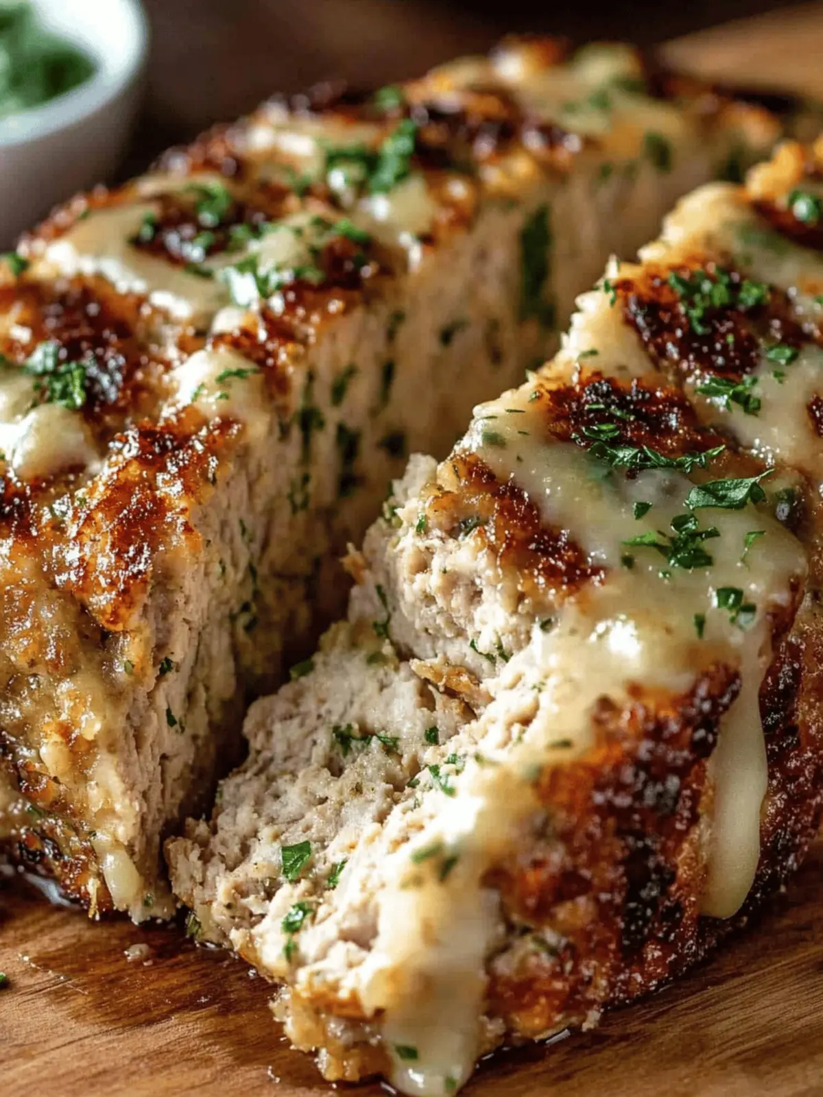 Juicy Garlic Parmesan Chicken Meatloaf