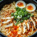 Fiery Chicken Ramen with Creamy Garlic Sauce Recipe
