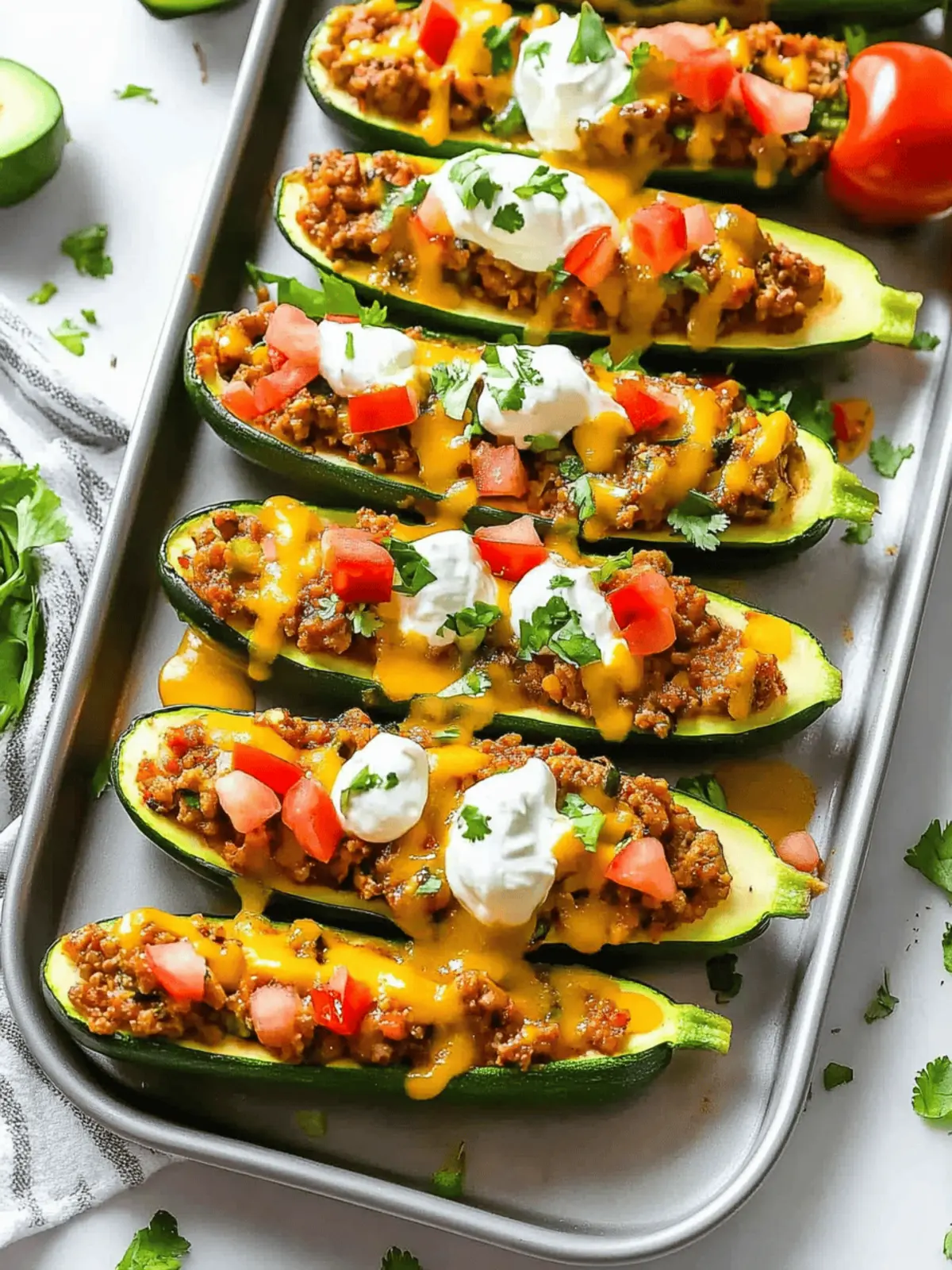 Simple Taco Stuffed Zucchini Boats
