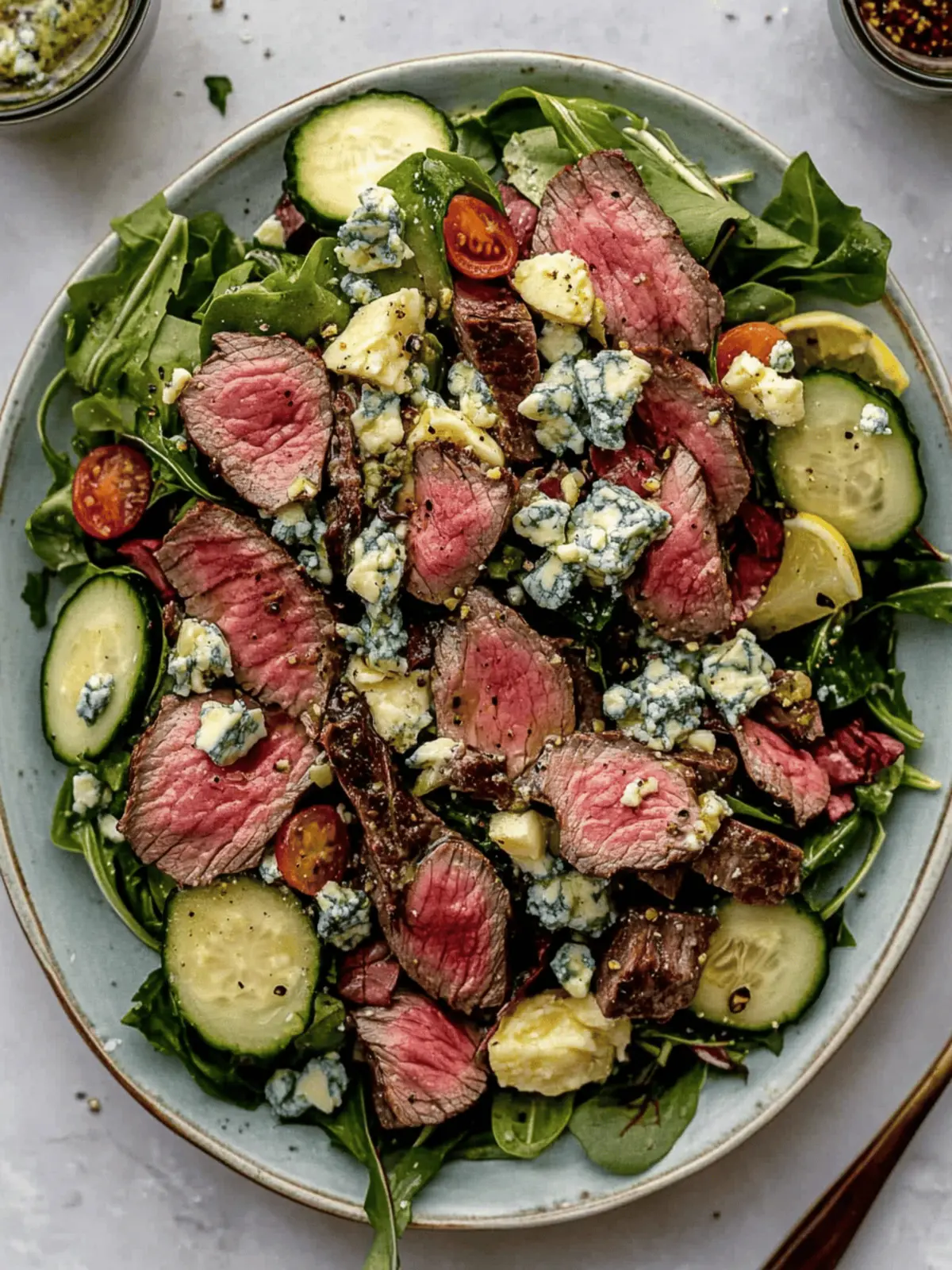 Our Go-To Weeknight Steak Salad with Blue Cheese Vinaigrette.