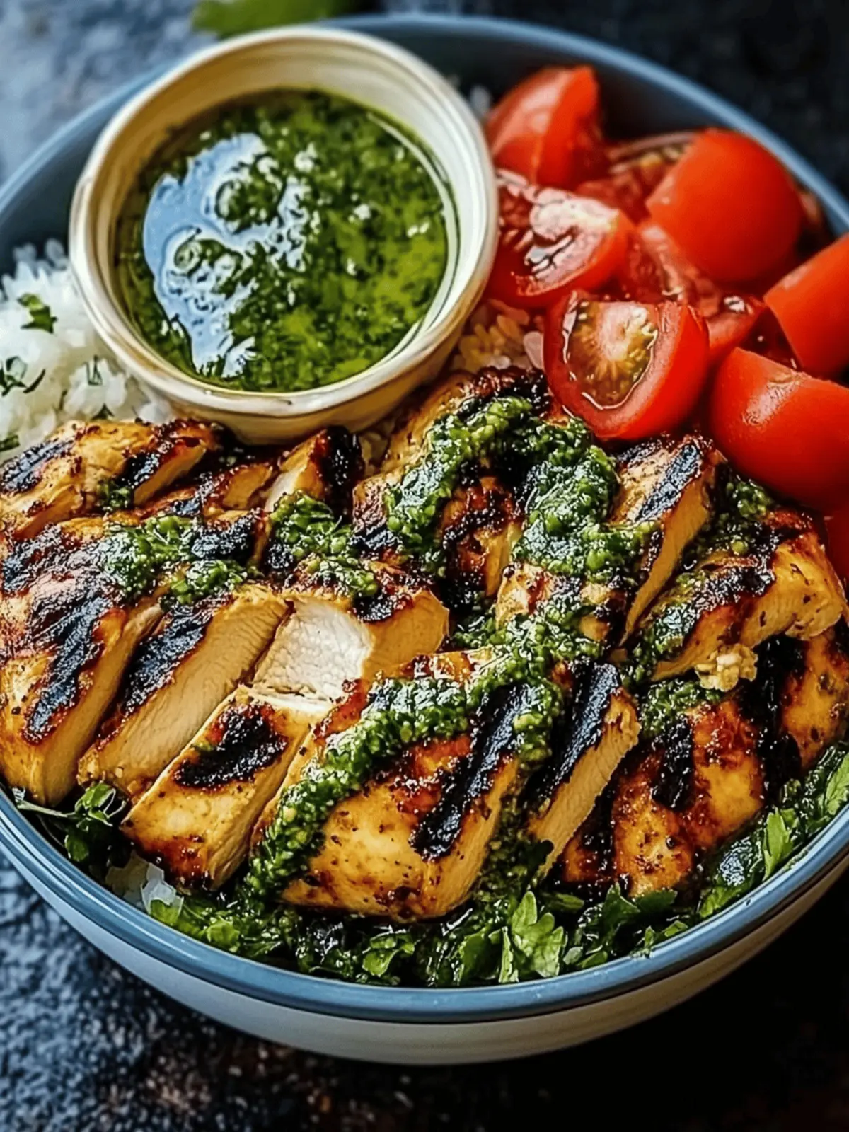 Chimichurri Grilled Chicken Bowl with Garlic Sauce