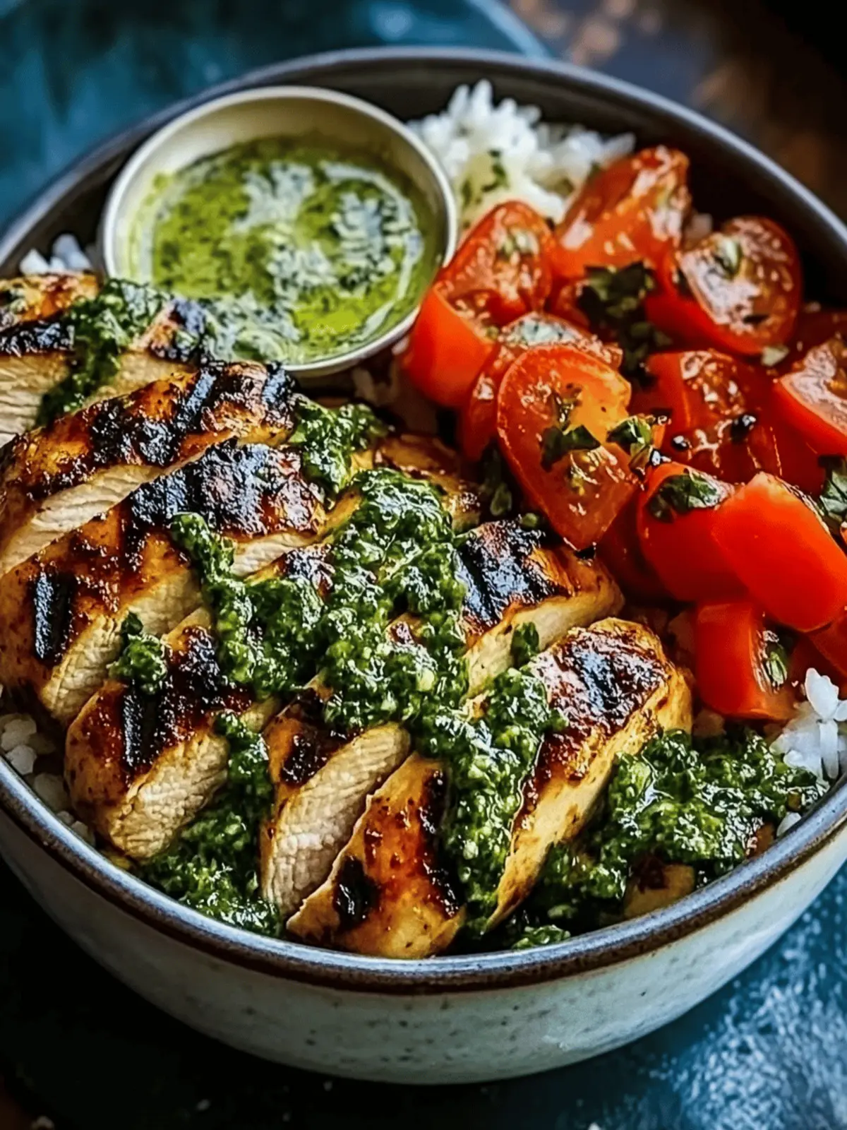 Chimichurri Grilled Chicken Bowl with Garlic Sauce
