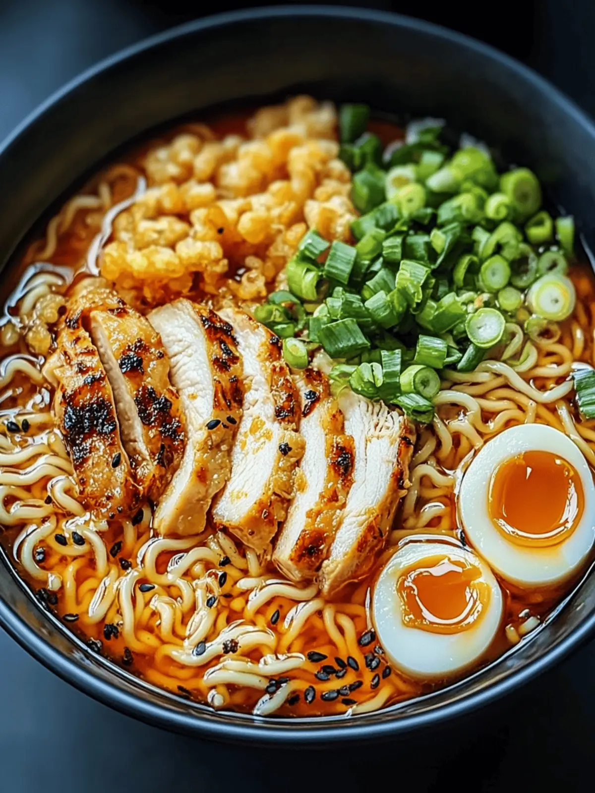 Fiery Chicken Ramen with Creamy Garlic Sauce Recipe