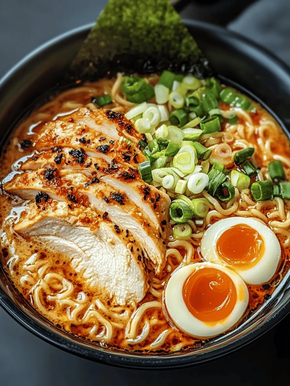 Fiery Chicken Ramen with Creamy Garlic Sauce Recipe
